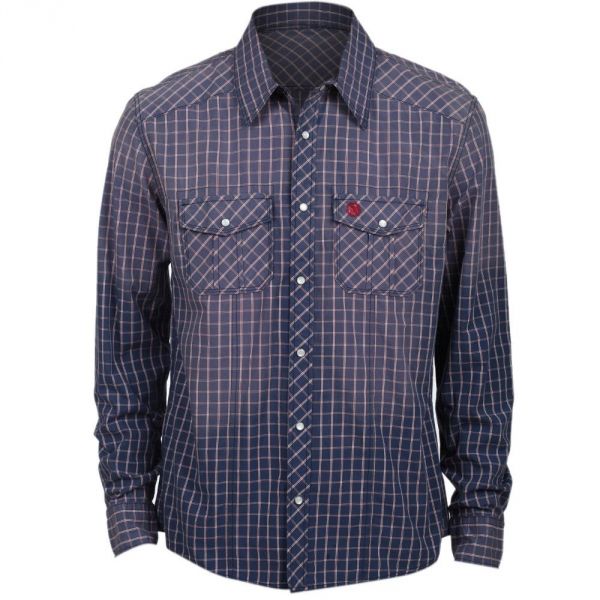 Camisa FLF Com Couro Xadrez Azul Indigo